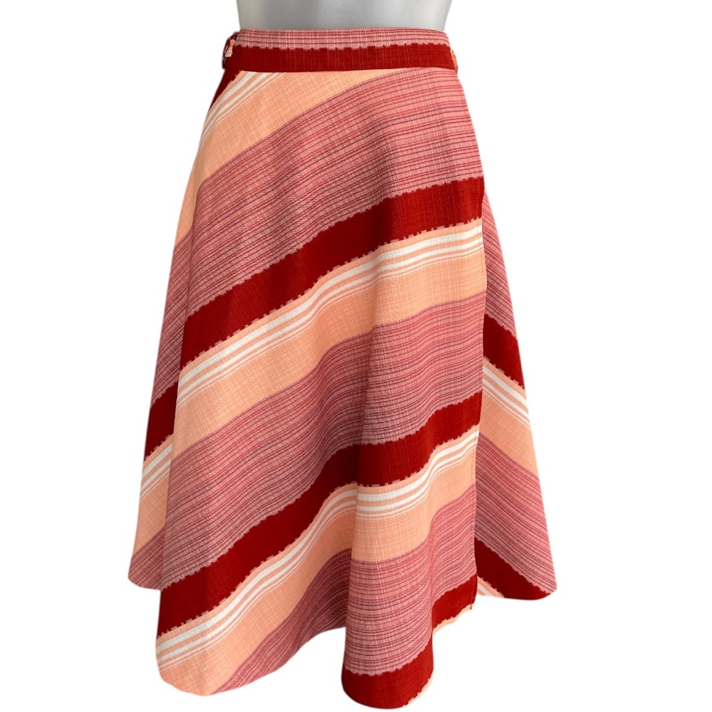 Wrap around Boho Chic skirt Size small Vgt  striped bold print midi length